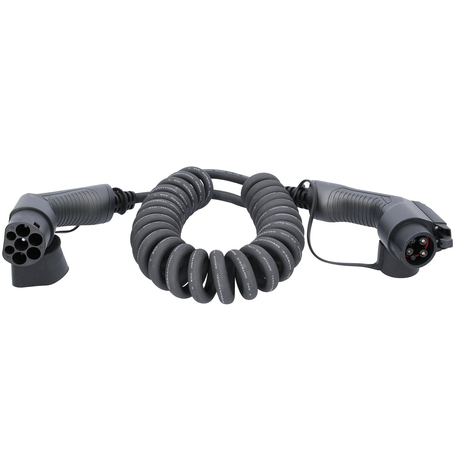 KS Tools efuturo Spiralladekabel Typ 2 auf Typ 1 Stecker, 1 Phase, bis zu 7,4 kW, 32 A, 230 V, Mode 3, 5 Meter-1 Hauptbild