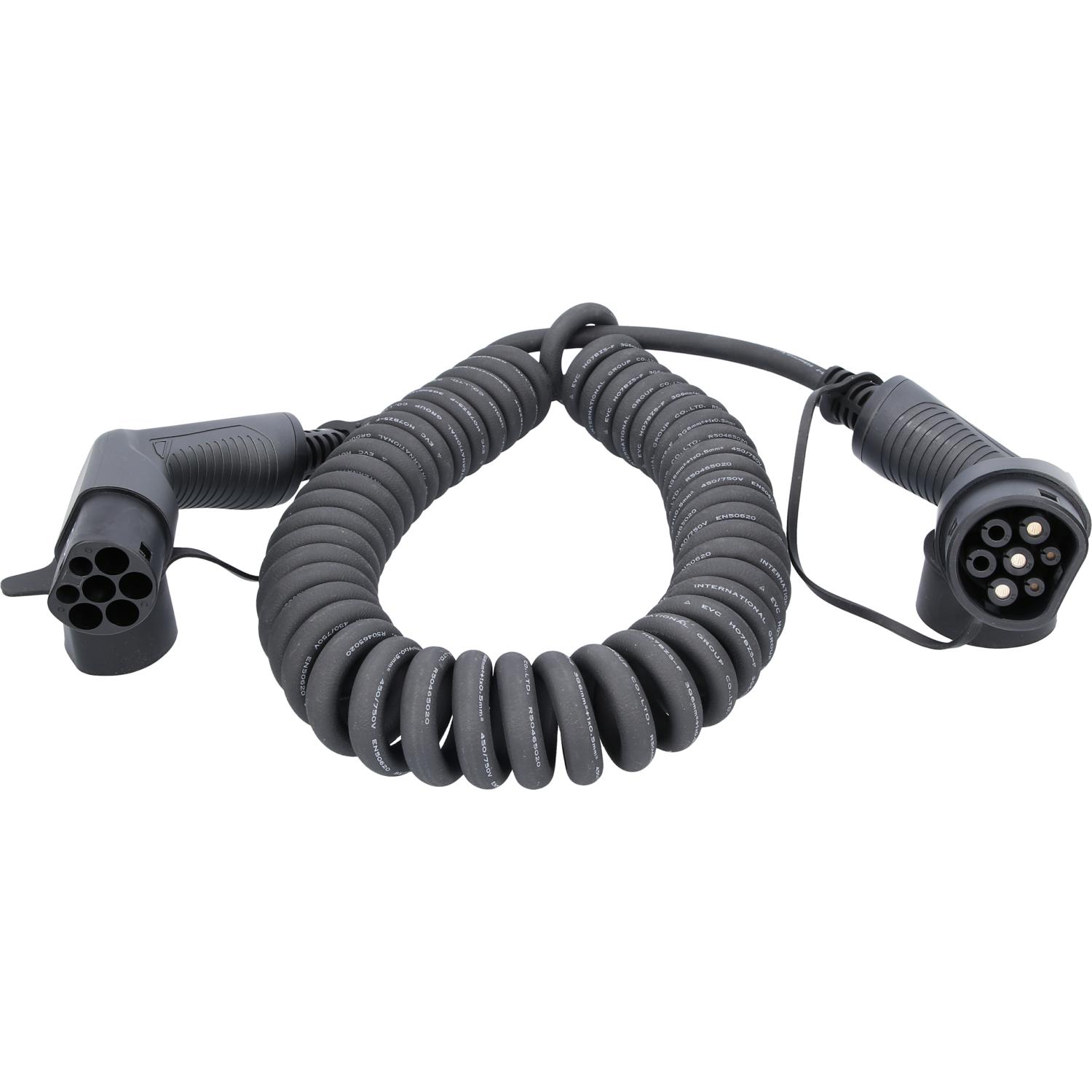 KS Tools efuturo Spiralladekabel Typ 2 auf Typ 2 Stecker, 1 Phase, bis zu 7,4 kW, 32 A, 230 V, Mode 3, 5 Meter-1 Hauptbild