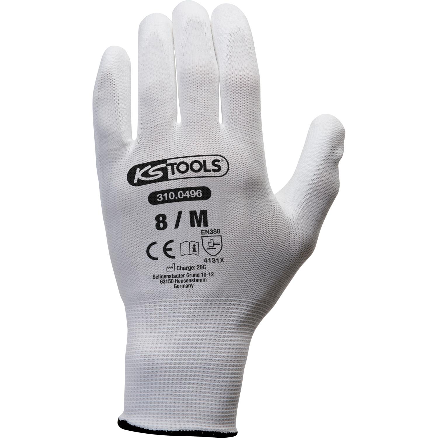 KS Tools Mikro-Feinstrickhandschuhe-weiß, 8, 12 Paar-1 Hauptbild