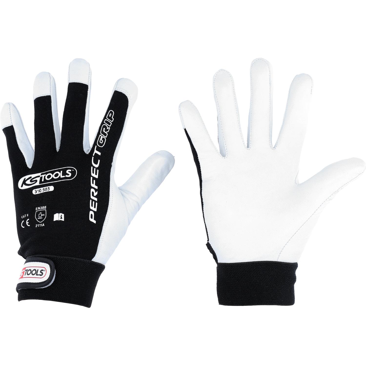 KS Tools Perfect Grip Leder-Arbeitshandschuhe S, Display mit 12 Paar-1 Hauptbild