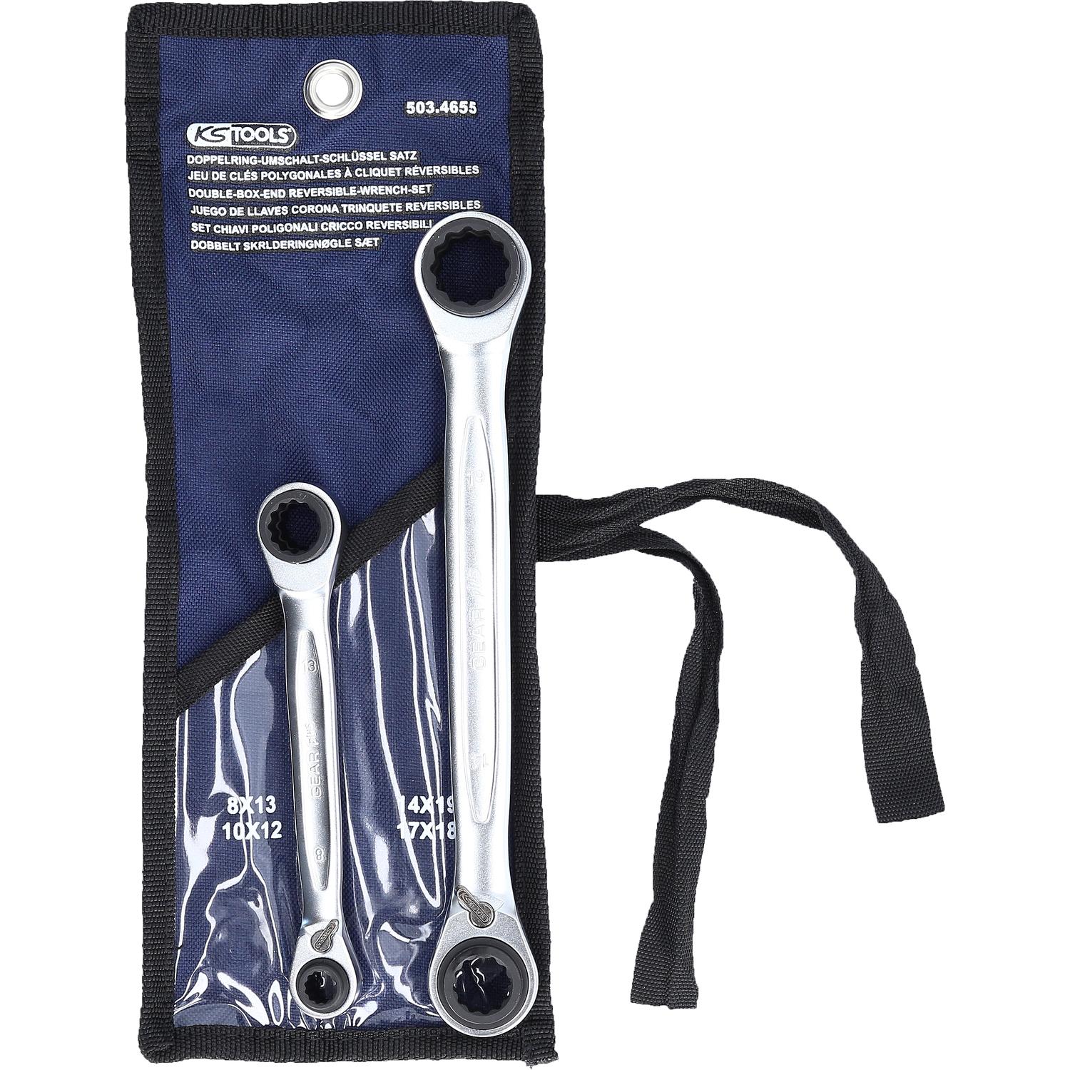 KS Tools 4 in 1 GEARplus umschaltbar Doppel-Ratschenringschlüssel-Satz, 2-tlg 8-19mm-1 Hauptbild