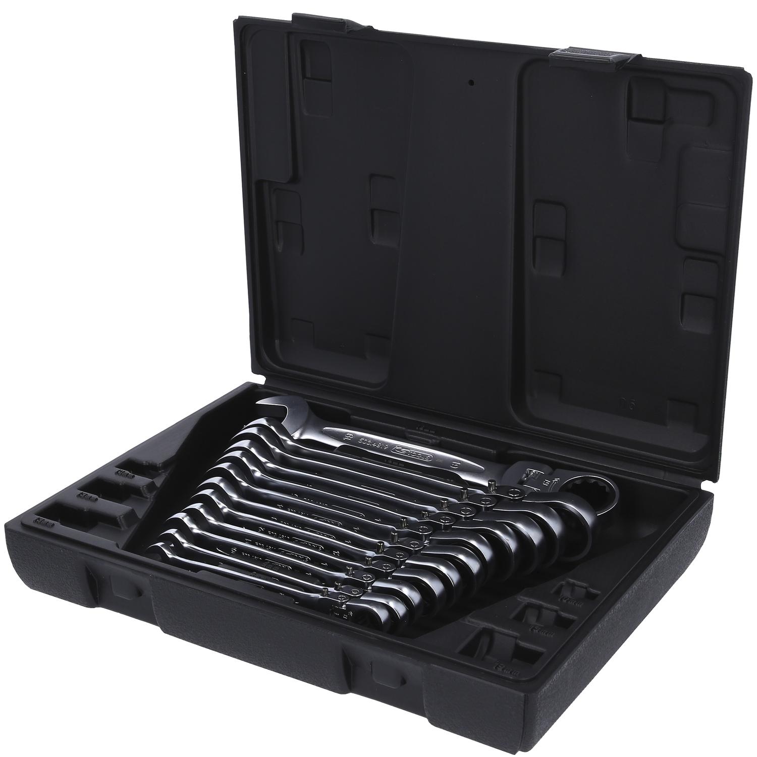 KS Tools GEARplus Gelenk-Ratschenringmaulschlüssel-Satz, 12-tlgfeststellbar-1 Hauptbild
