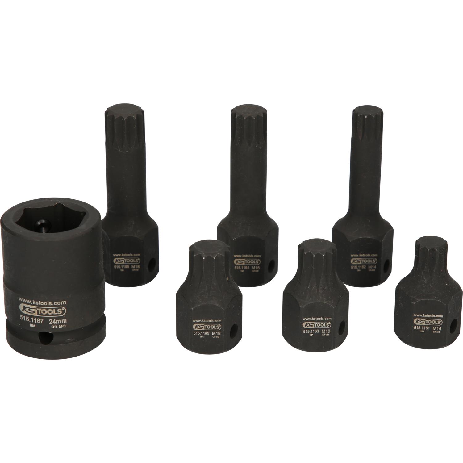 KS Tools 1/2" Spezial-Kraft-Bit-Stecknuss-Satz Vielzahn, 7-tlg M14-M18-2 Hauptbild