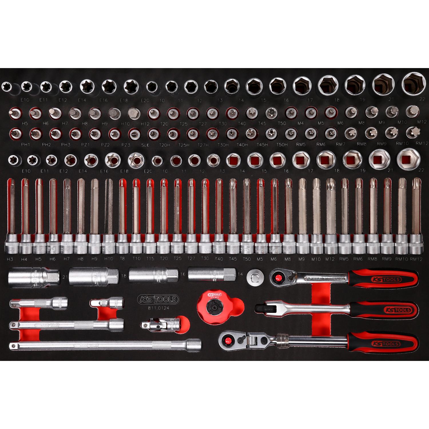 KS Tools 3/8" Steckschlüssel-Satz in Schaumstoffeinlage, 124-tlg-1 Hauptbild