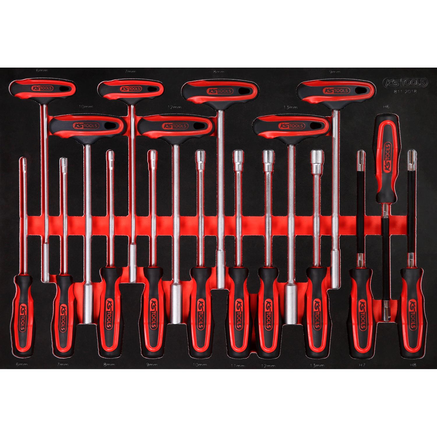 KS Tools T-Griff-Winkelstiftschlüssel-Satz in Schaumstoffeinlage, 18-tlg-1 Hauptbild