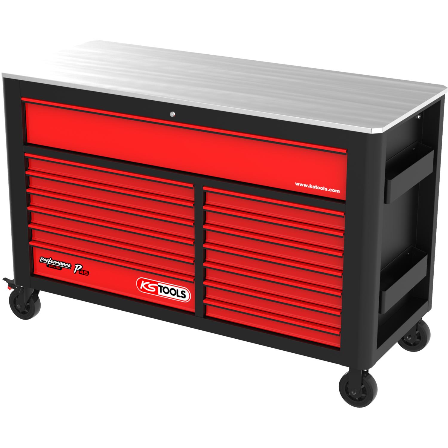 KS Tools PERFORMANCEplus P45 SCHWARZ/ROT Werkstattwagen mit 14 Schubladen-1 Hauptbild