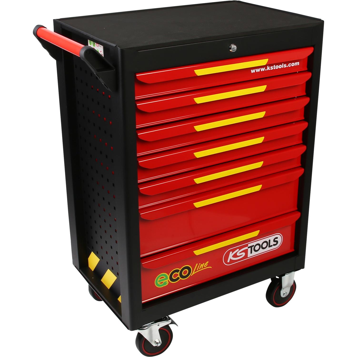 KS Tools ECOline SCHWARZ/ROT/GELB Werkstattwagen mit 7 Schubladen-1 Hauptbild