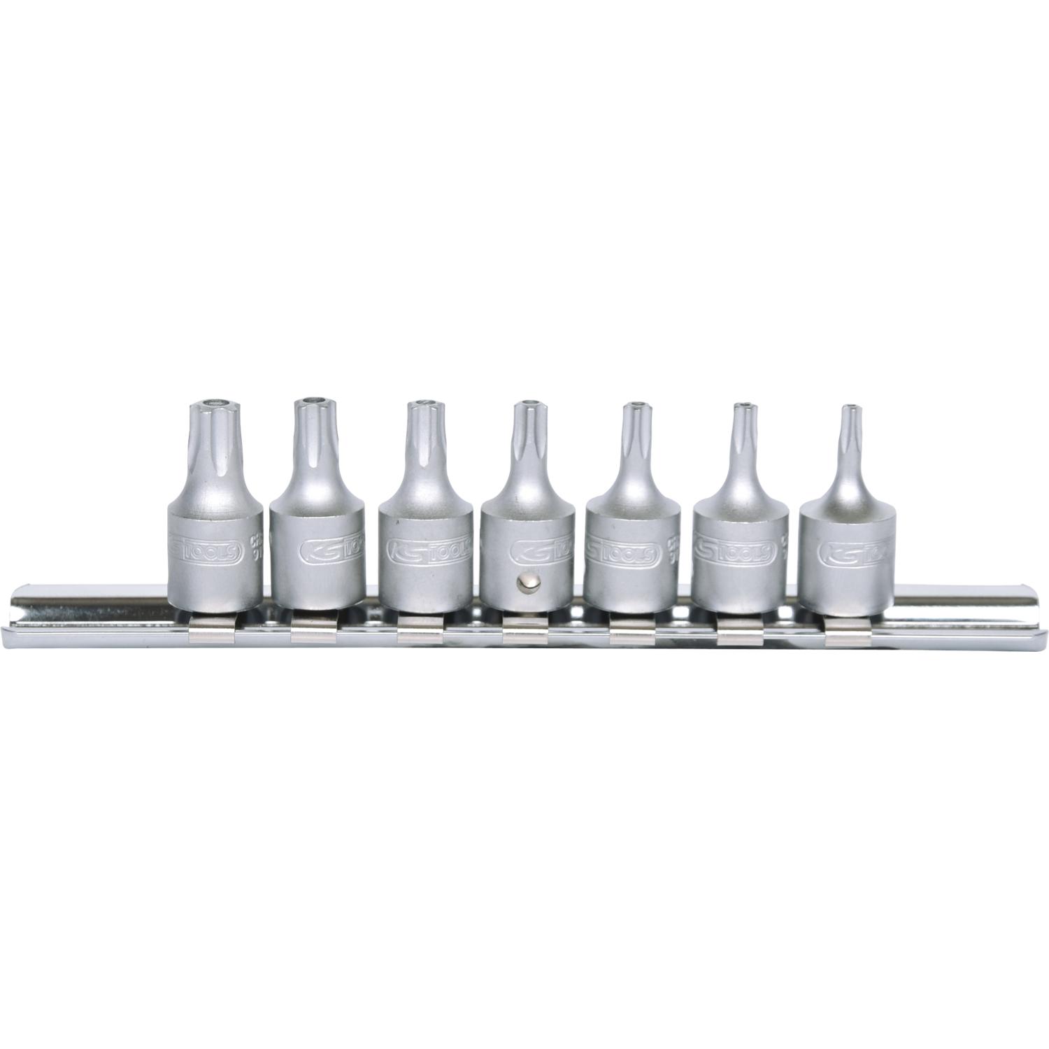KS Tools 1/4" Bit-Stecknuss-Satz für Fünfstern-Schrauben, 7-tlg mit Stirnlochbohrung-1 Hauptbild