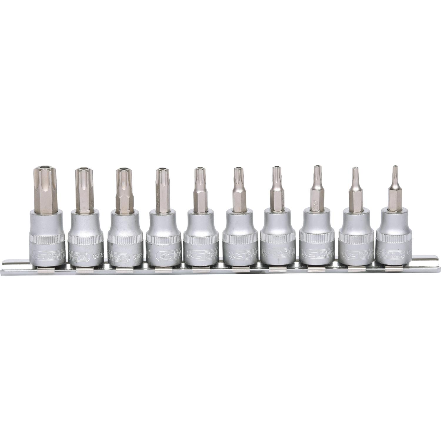 KS Tools 3/8" Bit-Stecknuss-Satz, 10-tlg, TB10-TB55 mit Stirnlochbohrung-1 Hauptbild
