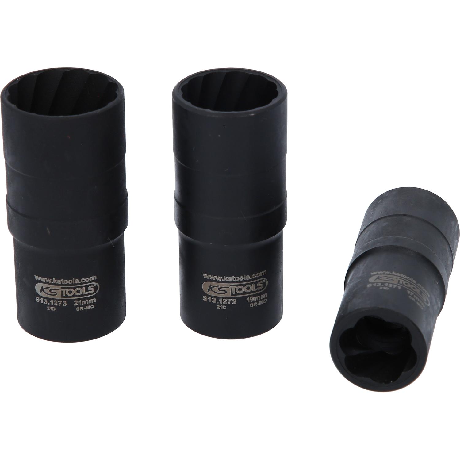 KS Tools 1/2" Spiral-Profil-Kraft-Stecknuss-Satz, 3-tlg,17-21mm-2 Hauptbild