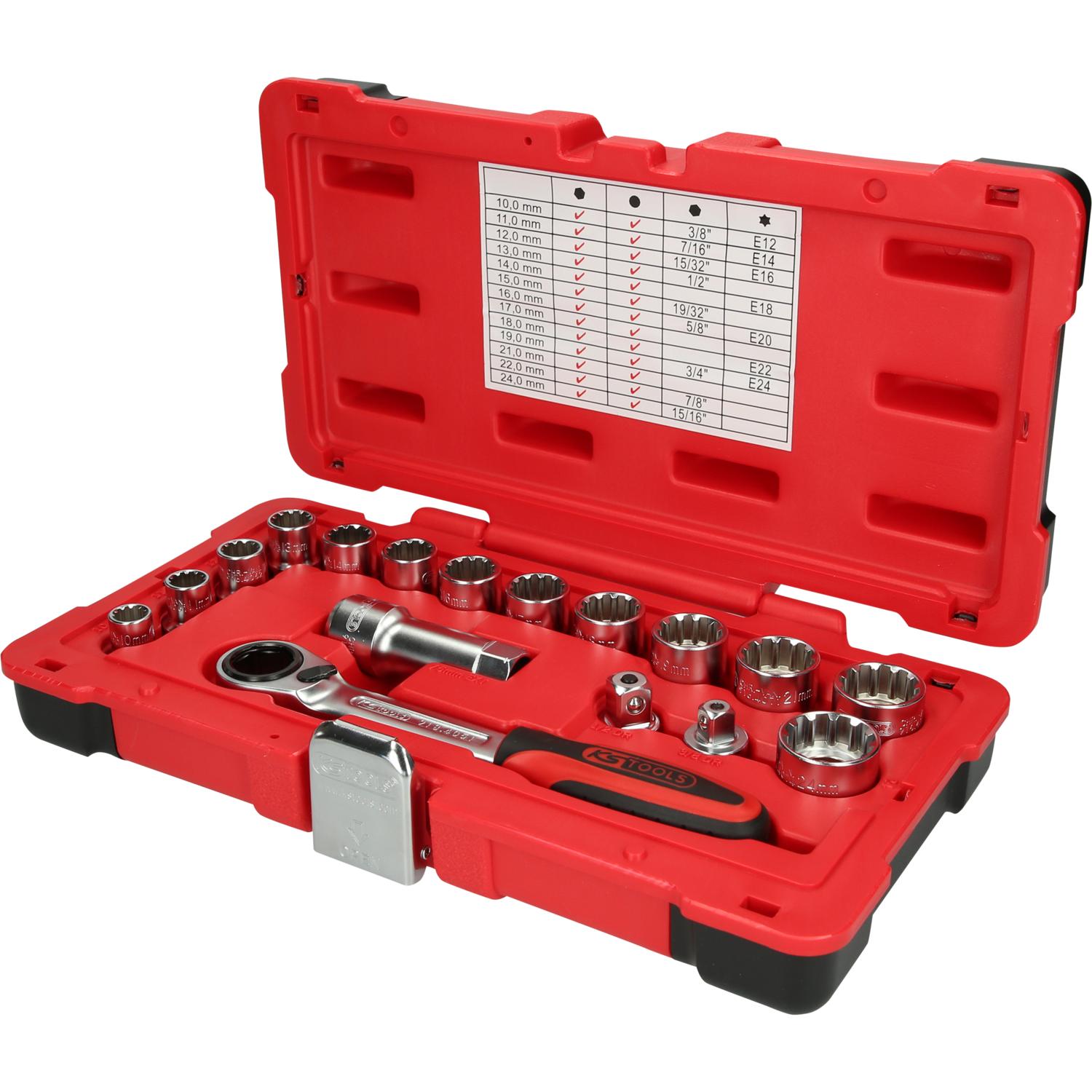 KS Tools 3/8"+1/2" TRIPLEplus Durchgangs-Steckschlüssel-Satz, 17-tlg-1 Hauptbild
