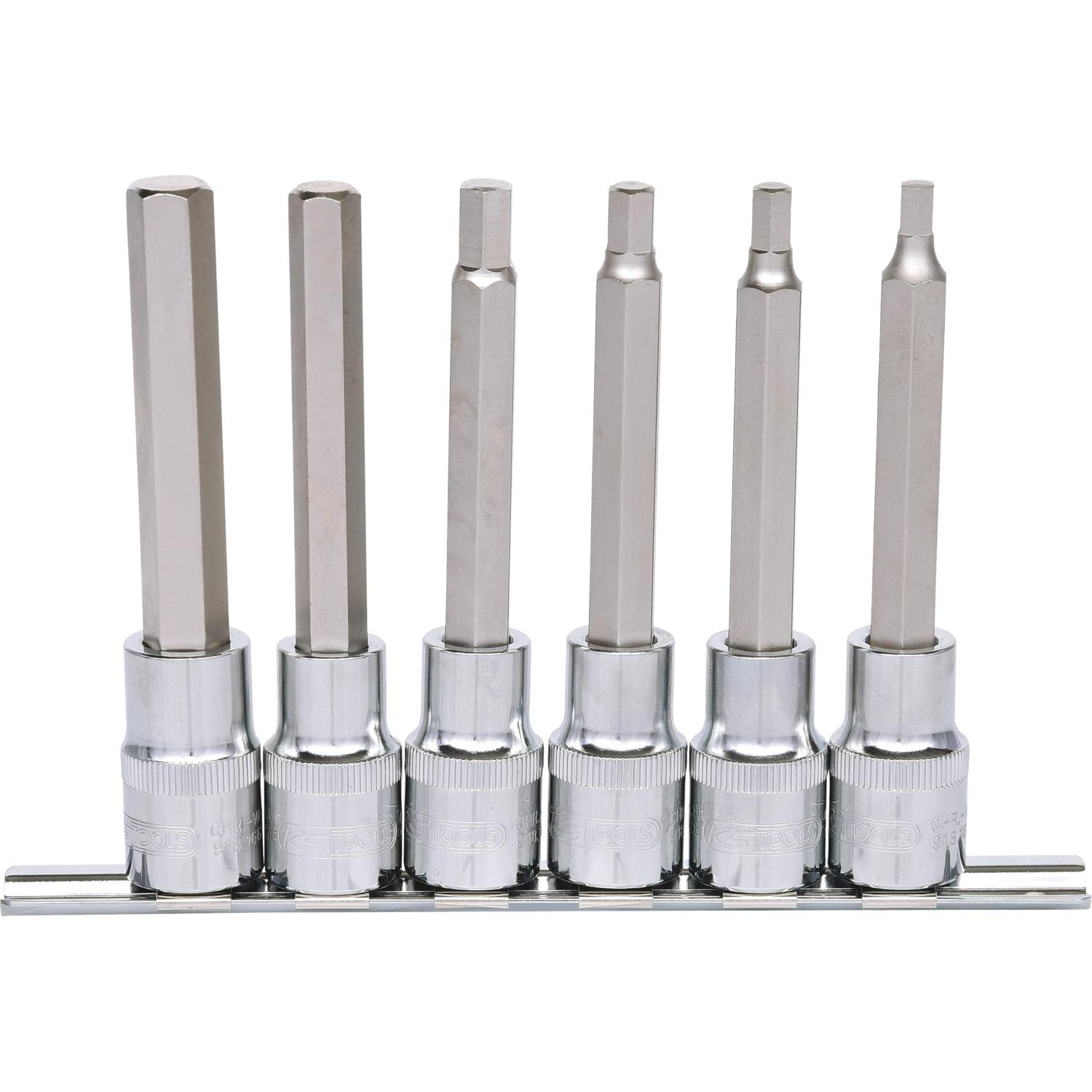 KS Tools 1/2" CHROMEplus Bit-Stecknuss-Satz Innensechskant, 6-tlg 5-12mm,lang-1 Hauptbild