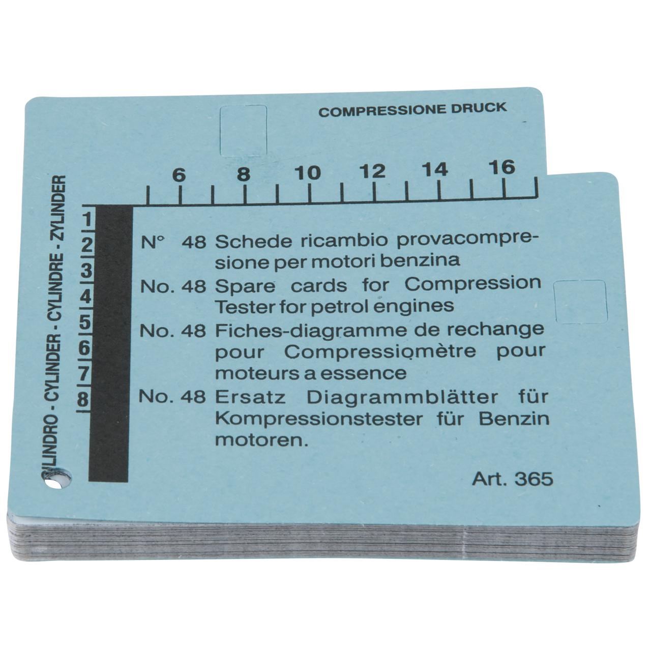 KS Tools Kompressions-Druckprüfgerät-Diagrammkarten-Satz für Benzinmotoren (VPE=48)-1 Foto Produkt Allgemein Spezialwerkzeug Automobil