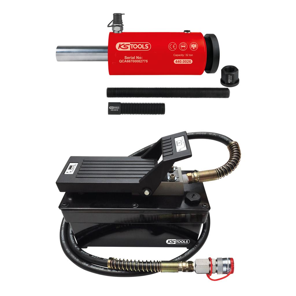 KS Tools Hydraulik-Einheit 32t, mit Luft-Hydraulik-Pumpe, 9-tlg-1 Foto Produkt Allgemein Spezialwerkzeug Automobil