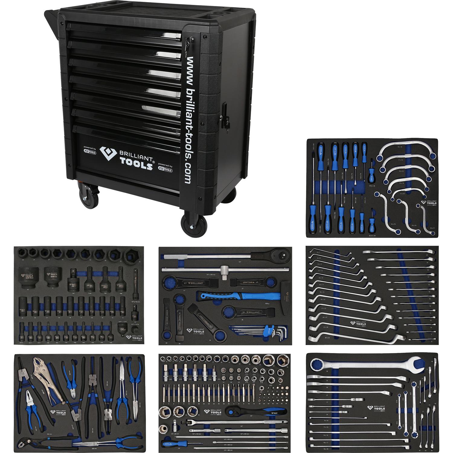 Brilliant Tools Werkstattwagen mit 7 Schubladen und 225 Werkzeugen, NFZ-1 Hauptbild