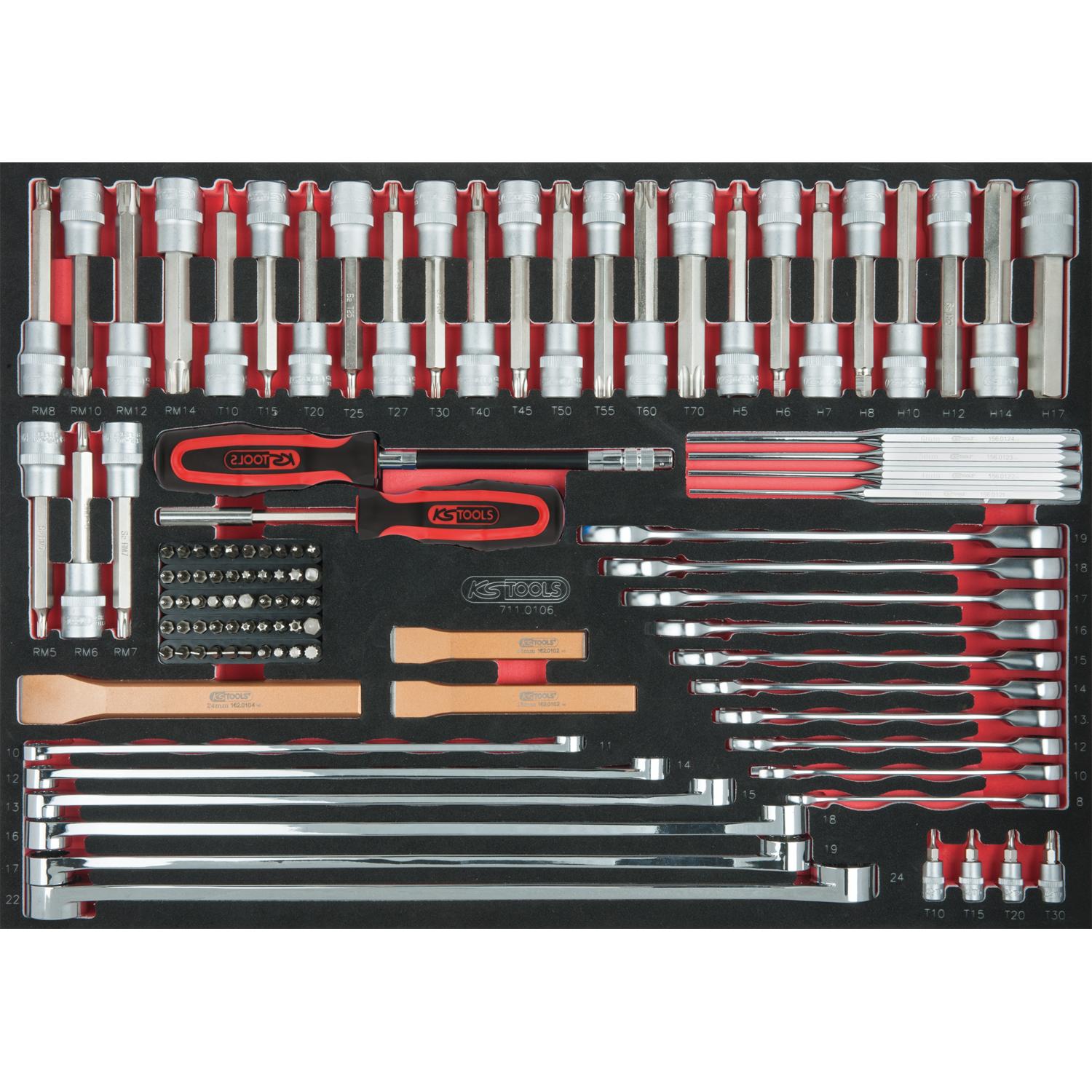 KS Tools Meißel-, Schlüssel-, Bit-Stecknuss-Satz, 106-tlg, 1/1 Systemeinlage-1 Foto Produkt Allgemein Werkstatteinrichtung
