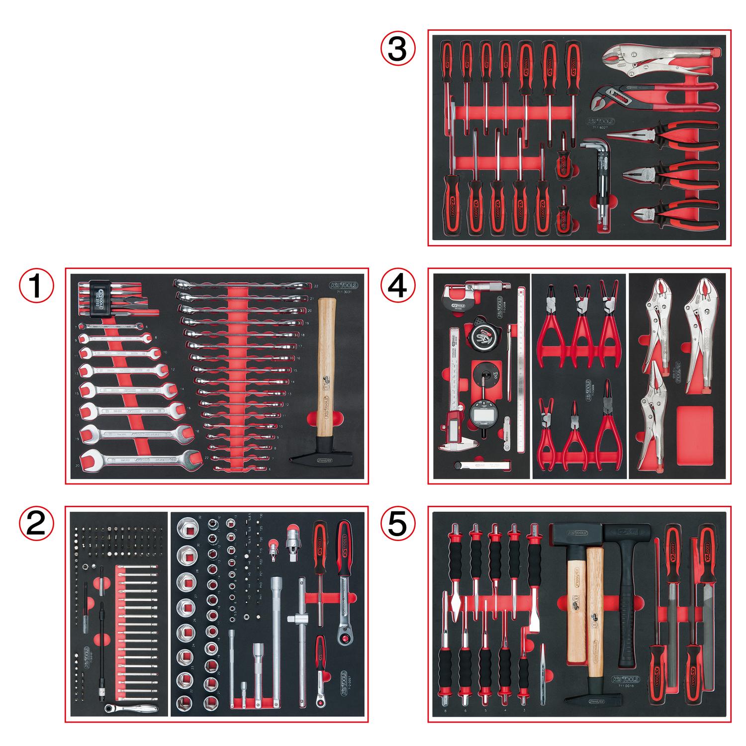 KS Tools Universal-Systemeinlagen-Satz für 5 Schubladen mit 251 Premium-Werkzeugen-1 Foto Produkt Allgemein Werkstatteinrichtung