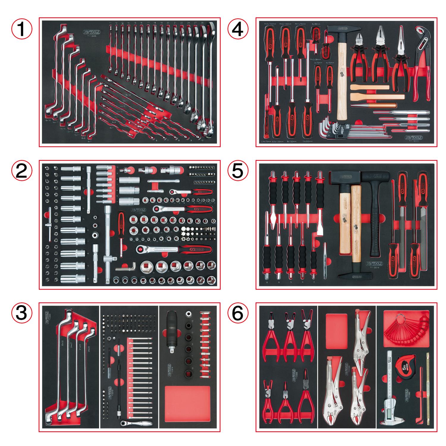 KS Tools Universal-Systemeinlagen-Satz für 6 Schubladen mit 404 Premium-Werkzeugen-1 Foto Produkt Allgemein Werkstatteinrichtung