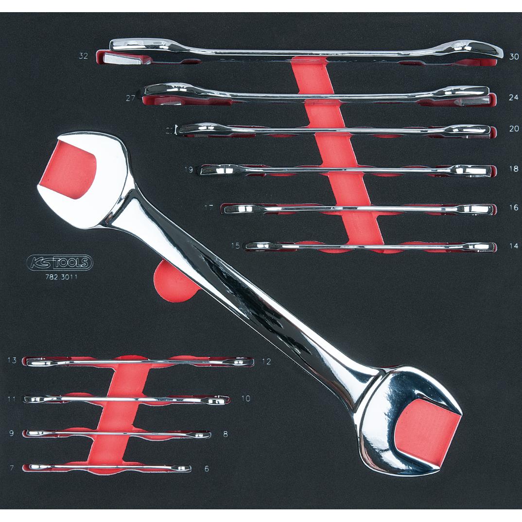 KS Tools SCS CHROMEplus Doppel-Maulschlüssel-Satz, 11-tlg 6-41mm in 2/3 Systemeinlage-1 Foto Produkt Allgemein Werkstatteinrichtung