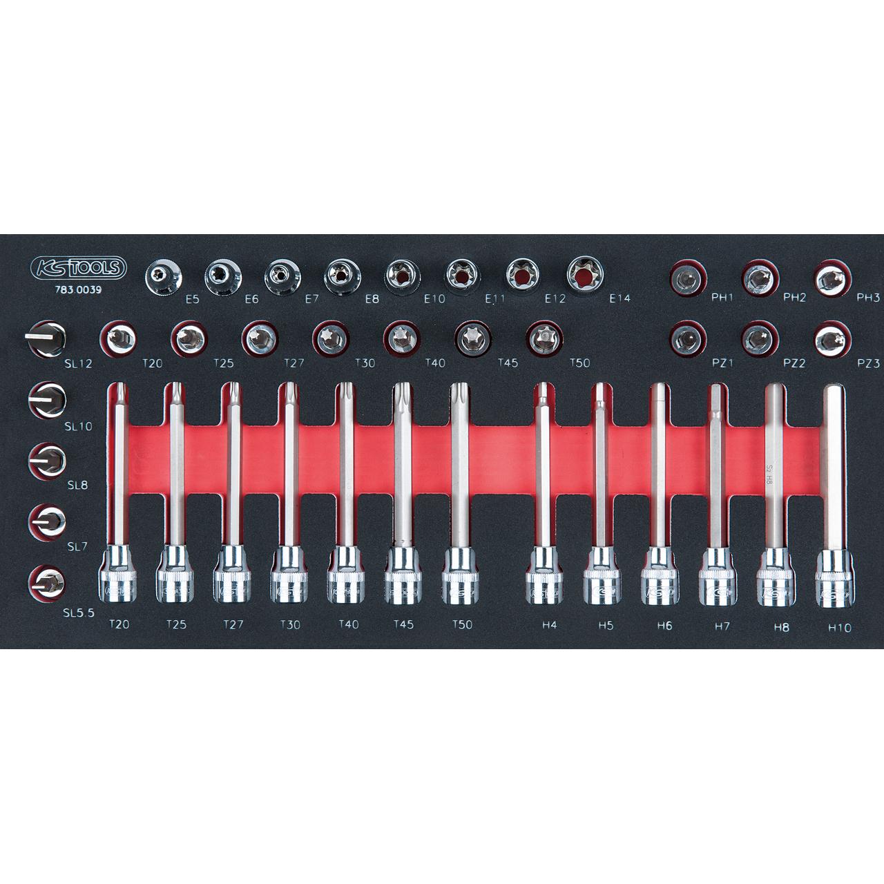 KS Tools SCS CHROMEplus 3/8" Bit-Stecknuss-Satz, 39-tlg in 1/3 Systemeinlage-1 Foto Produkt Allgemein Werkstatteinrichtung