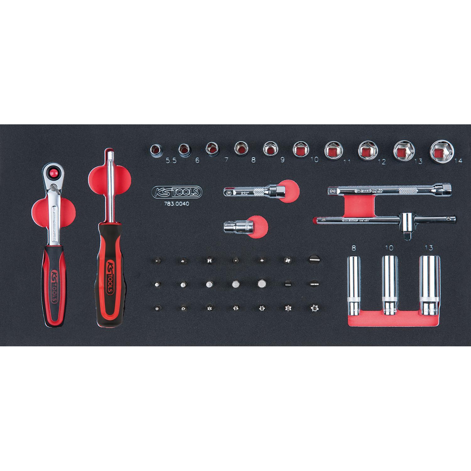 KS Tools SCS CHROMEplus 1/4" Steckschlüssel-Satz, 40-tlg in 1/3 Systemeinlage-1 Foto Produkt Allgemein Werkstatteinrichtung