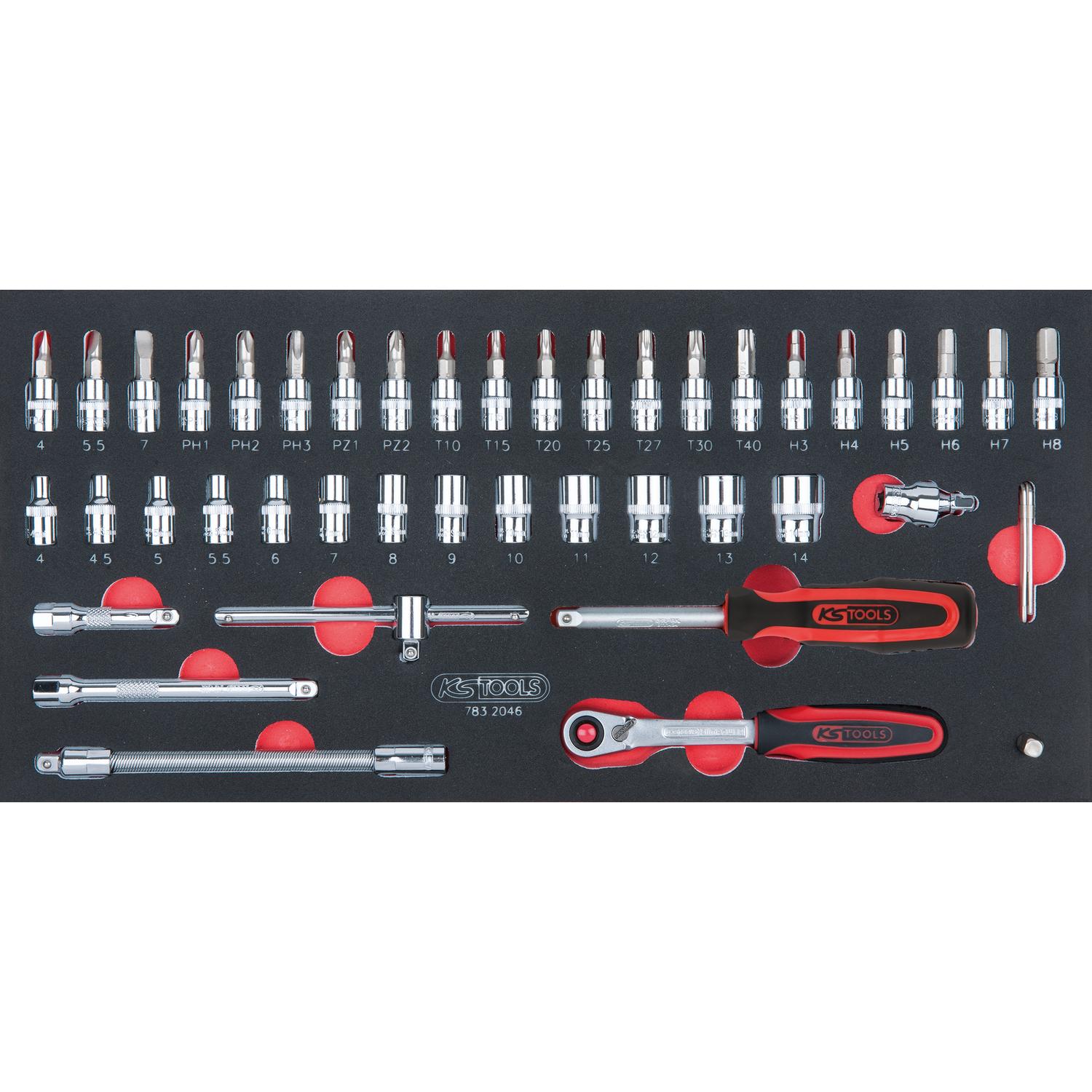 KS Tools SCS CHROMEplus 1/4" Steckschlüssel-Satz,46-tlg in 1/3 Systemeinlage-1 Foto Produkt Allgemein Werkstatteinrichtung