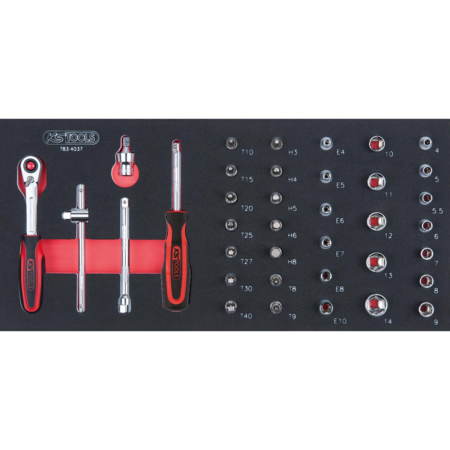 KS Tools SCS CHROMEplus 1/4" Steckschlüssel-Satz, 37-tlg in 1/3 Systemeinlage-1 Foto Produkt Allgemein Werkstatteinrichtung