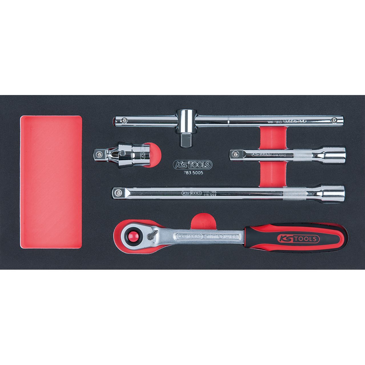 KS Tools SCS CHROMEplus 1/2" Steckschlüssel-Satz, 5-tlg in 1/3 Systemeinlage-1 Foto Produkt Allgemein Werkstatteinrichtung