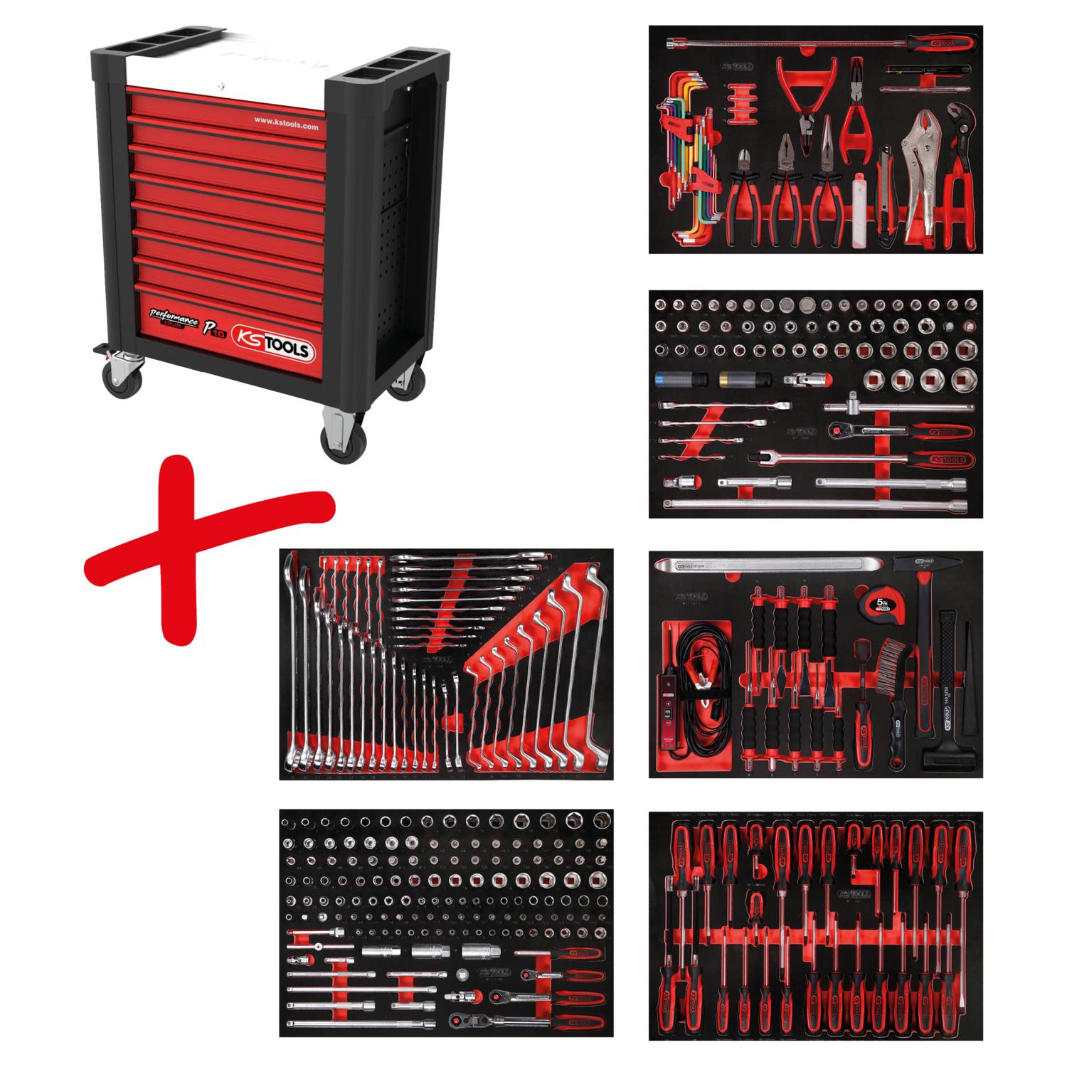 KS Tools Performanceplus Werkstattwagen-Satz P10 mit 338 Werkzeugen für 6 Schubladen-1 Foto Produkt Allgemein Werkstatteinrichtung