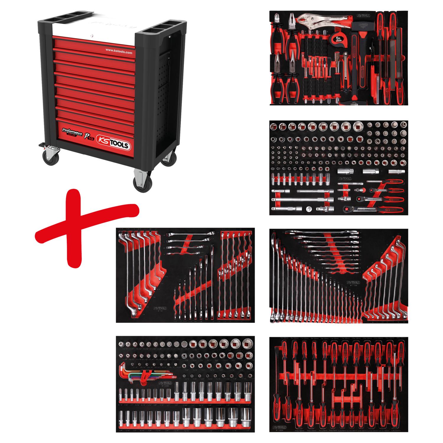 KS Tools Performanceplus Werkstattwagen-Satz P10 mit 366 Werkzeugen für 6 Schubladen-1 Foto Produkt Allgemein Werkstatteinrichtung