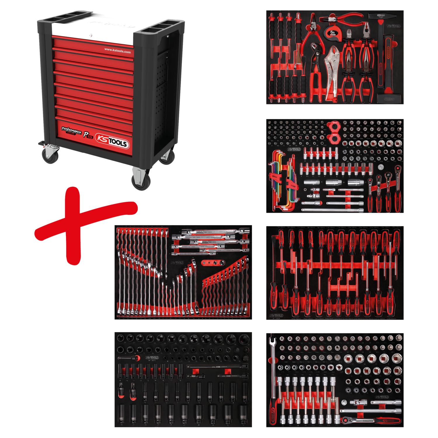 KS Tools Performanceplus Werkstattwagen-Satz P10 mit 423 Werkzeugen für 6 Schubladen-1 Foto Produkt Allgemein Werkstatteinrichtung
