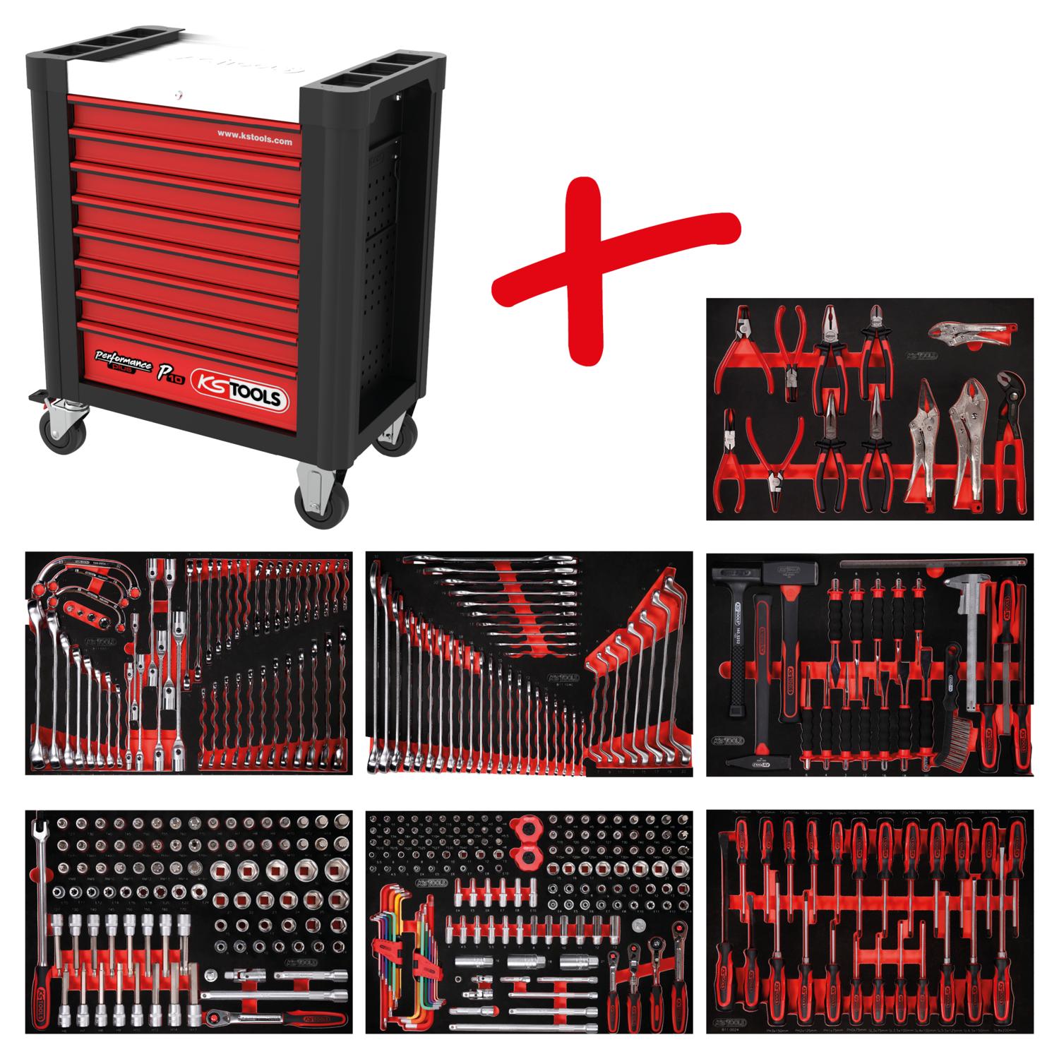 KS Tools Performanceplus Werkstattwagen-Satz P10 mit 399 Werkzeugen für 7 Schubladen-1 Foto Produkt Allgemein Werkstatteinrichtung