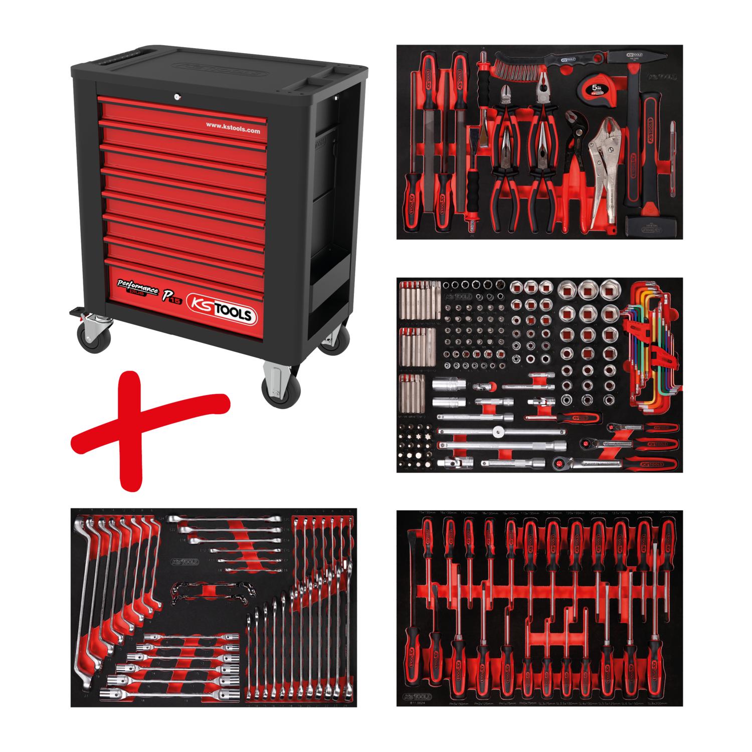 KS Tools Performanceplus Werkstattwagen-Satz P15 mit 241 Werkzeugen für 4 Schubladen-1 Foto Produkt Allgemein Werkstatteinrichtung