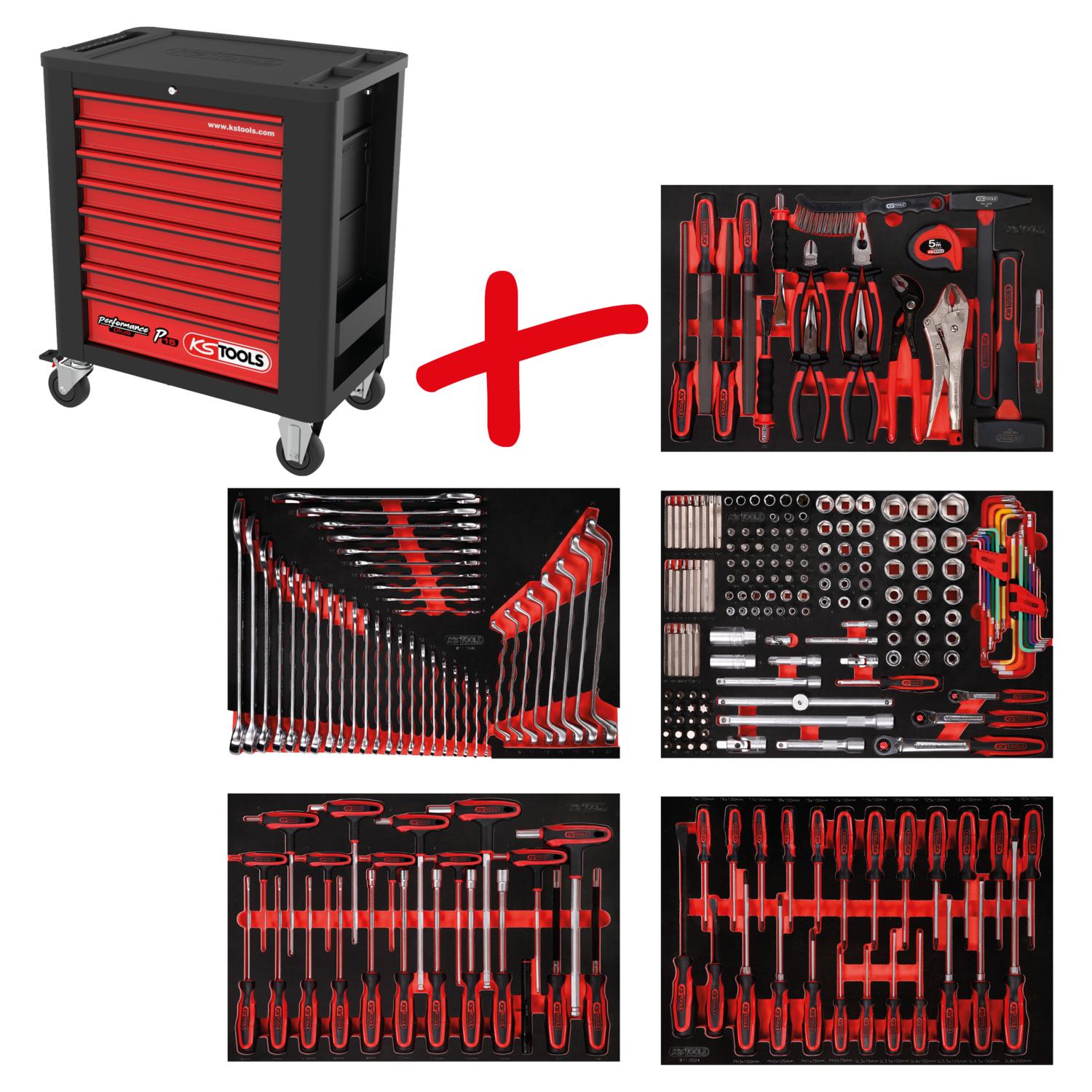 KS Tools Performanceplus Werkstattwagen-Satz P15 mit 262 Werkzeugen für 5 Schubladen-1 Foto Produkt Allgemein Werkstatteinrichtung