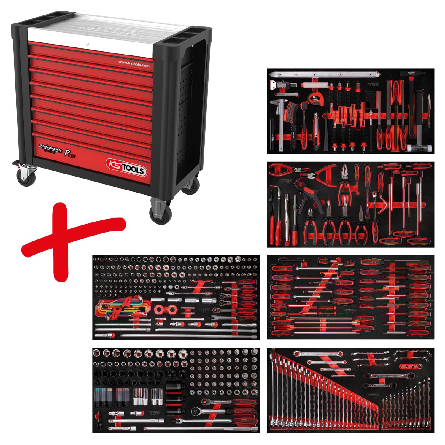 KS Tools Performanceplus Werkstattwagen-Satz P25 mit 446 Werkzeugen für 6 Schubladen-1 Foto Produkt Allgemein Werkstatteinrichtung