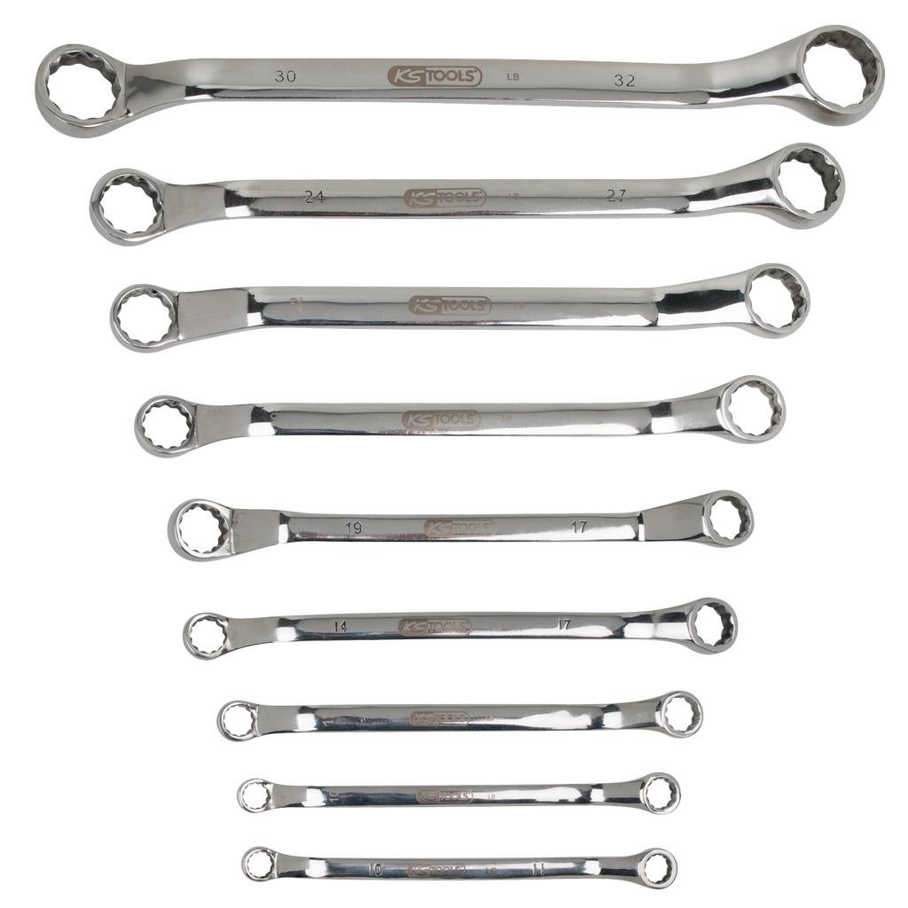 KS Tools EDELSTAHL Doppel-Ringschlüssel-Satz, gekröpft, 9-tlg-1 Foto Produkt Allgemein Schlüsselprogramm