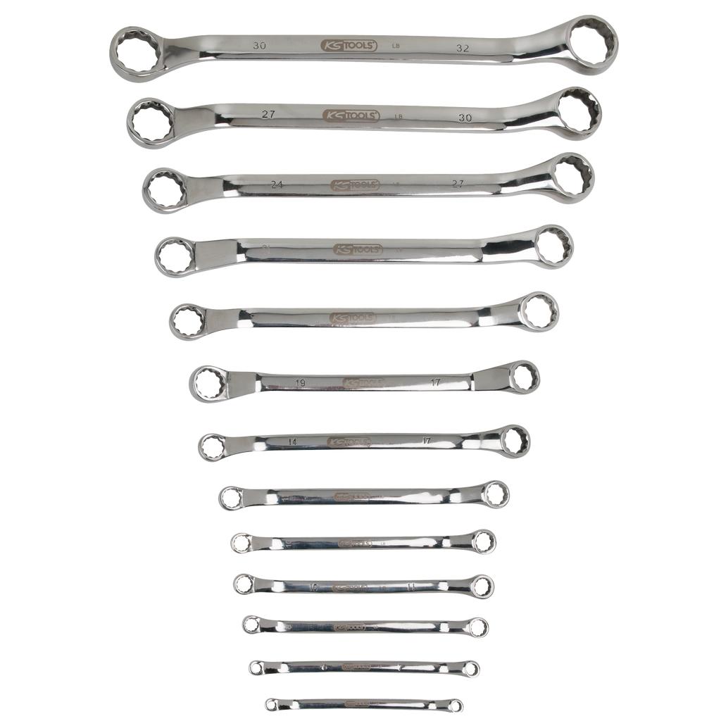 KS Tools EDELSTAHL Doppel-Ringschlüssel-Satz, gekröpft, 13-tlg-1 Foto Produkt Allgemein Schlüsselprogramm