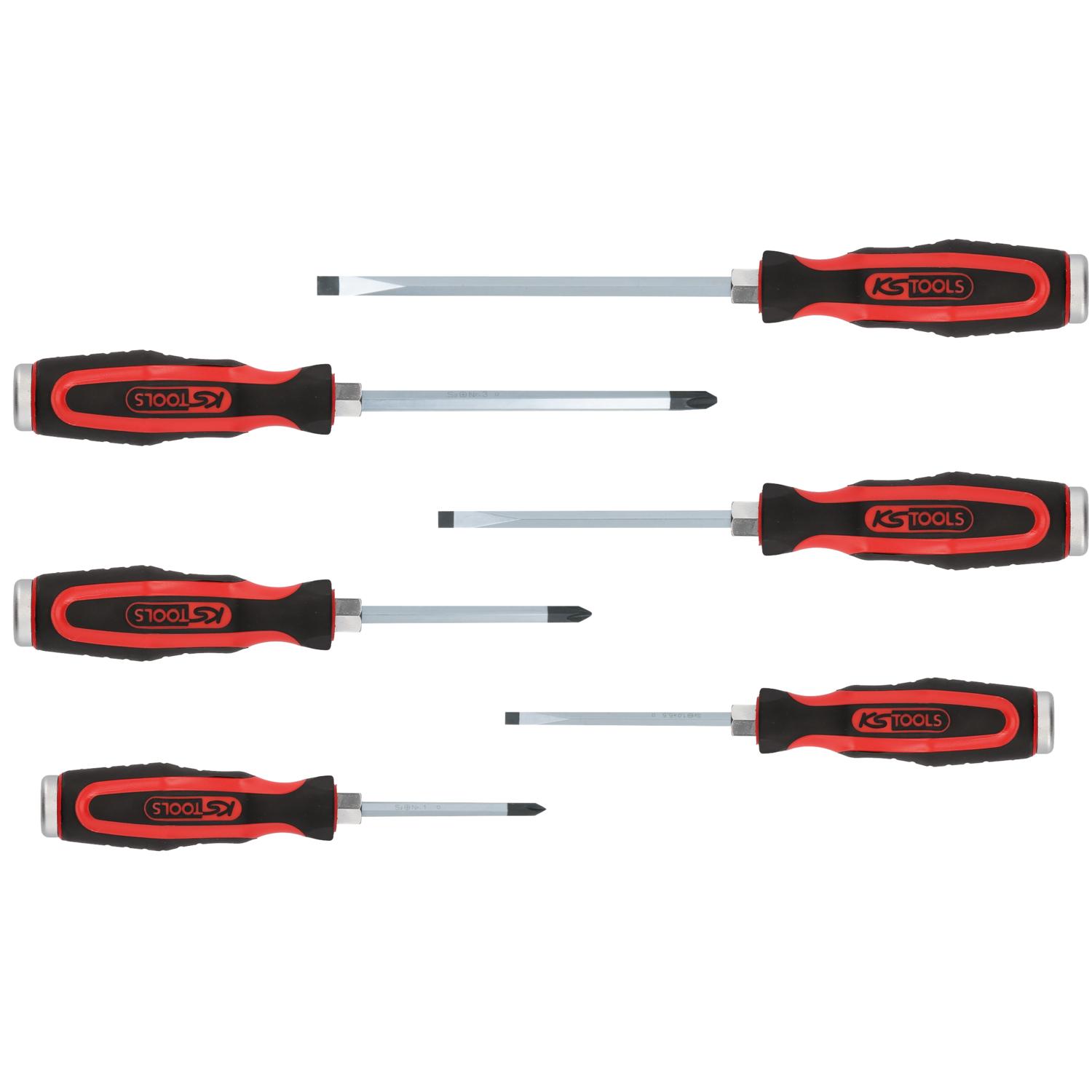KS Tools ERGOTORQUEmax Schlagkappen-Schraubendreher-Satz, 6-tlg Schlitz, PH-1 Foto Produkt Allgemein Schraubendreher