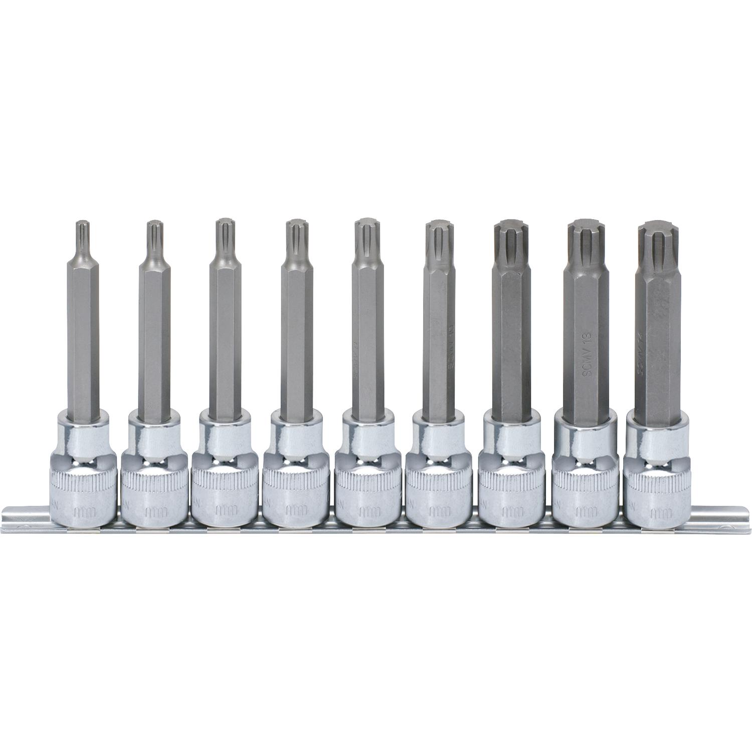 KS Tools 1/2" CHROMEplus RIBE-Bit-Stecknuss-Satz, lang, 9-tlg M5-M14-1 Foto Produkt Allgemein Steckschlüssel