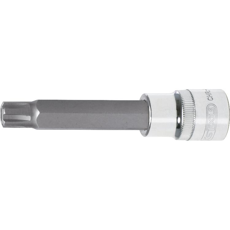 KS Tools 1/2" CHROMEplus Bit-Stecknuss RIBE mit Stirnlochbohrung,lang,M6-1 Foto Produkt Allgemein Steckschlüssel
