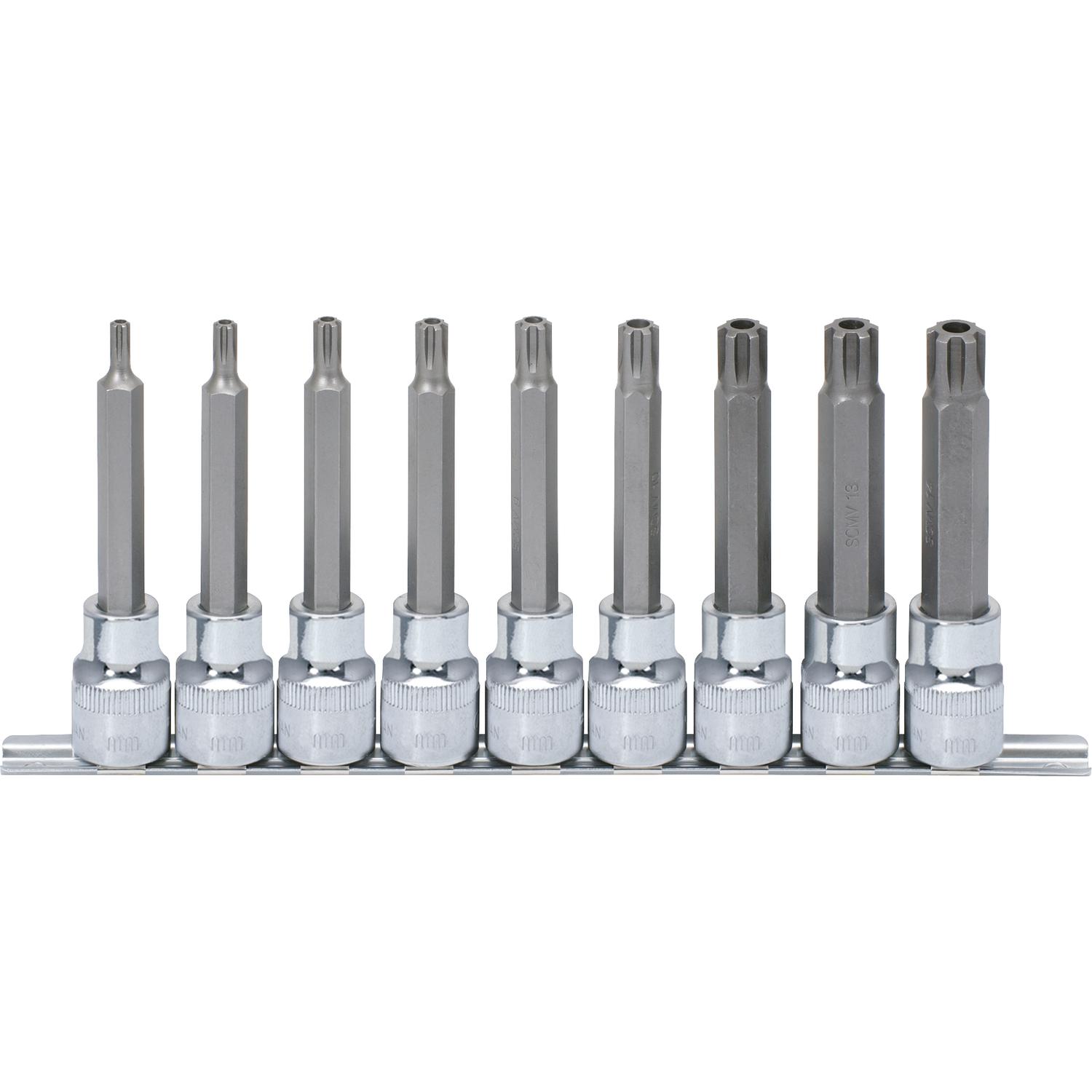 KS Tools 1/2" CHROMEplus RIBE-Bit-Stecknuss-Satz, lang, 9-tlg M5-M14, Bohrung-1 Foto Produkt Allgemein Steckschlüssel