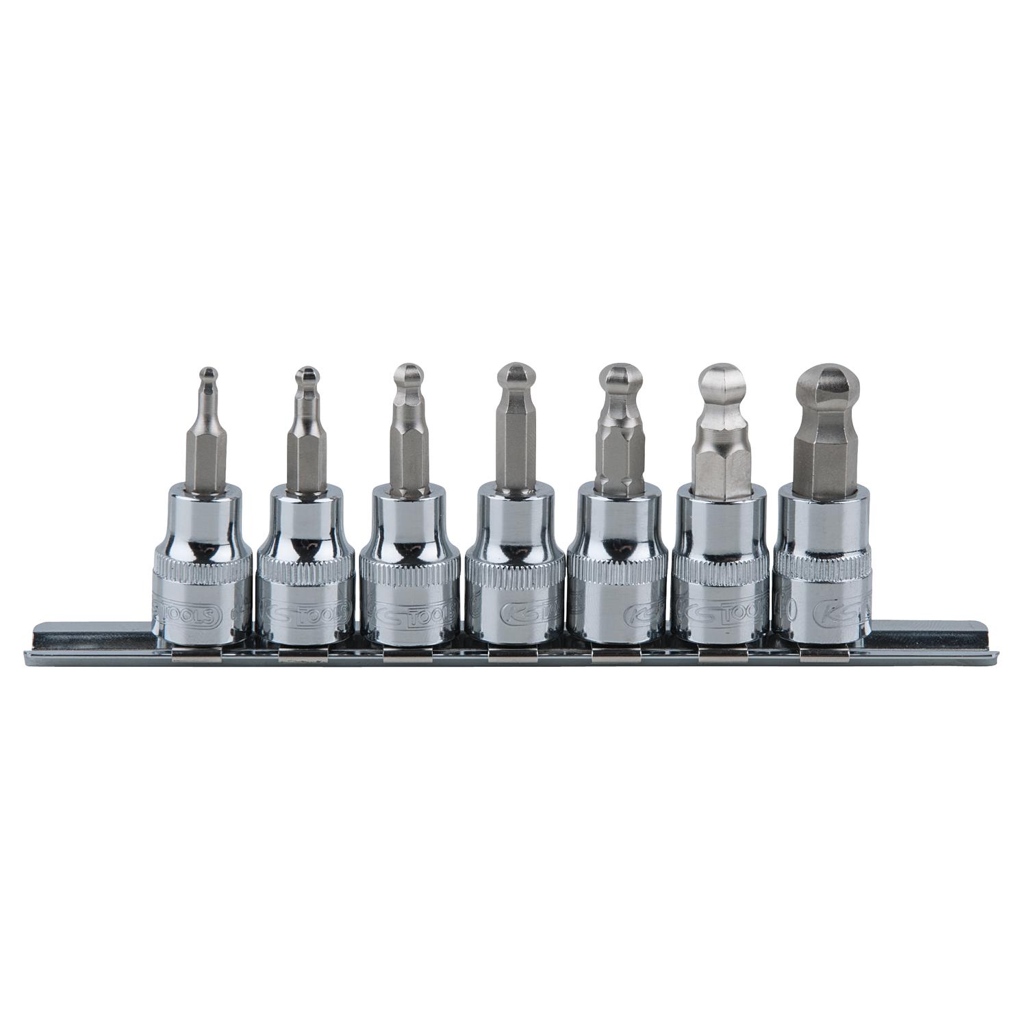 KS Tools 3/8" CHROMEplus Bit-Stecknuss-Satz Innen6kant, Kugelkopf, 7-tlg3-10mm-1 Foto Produkt Allgemein Steckschlüssel