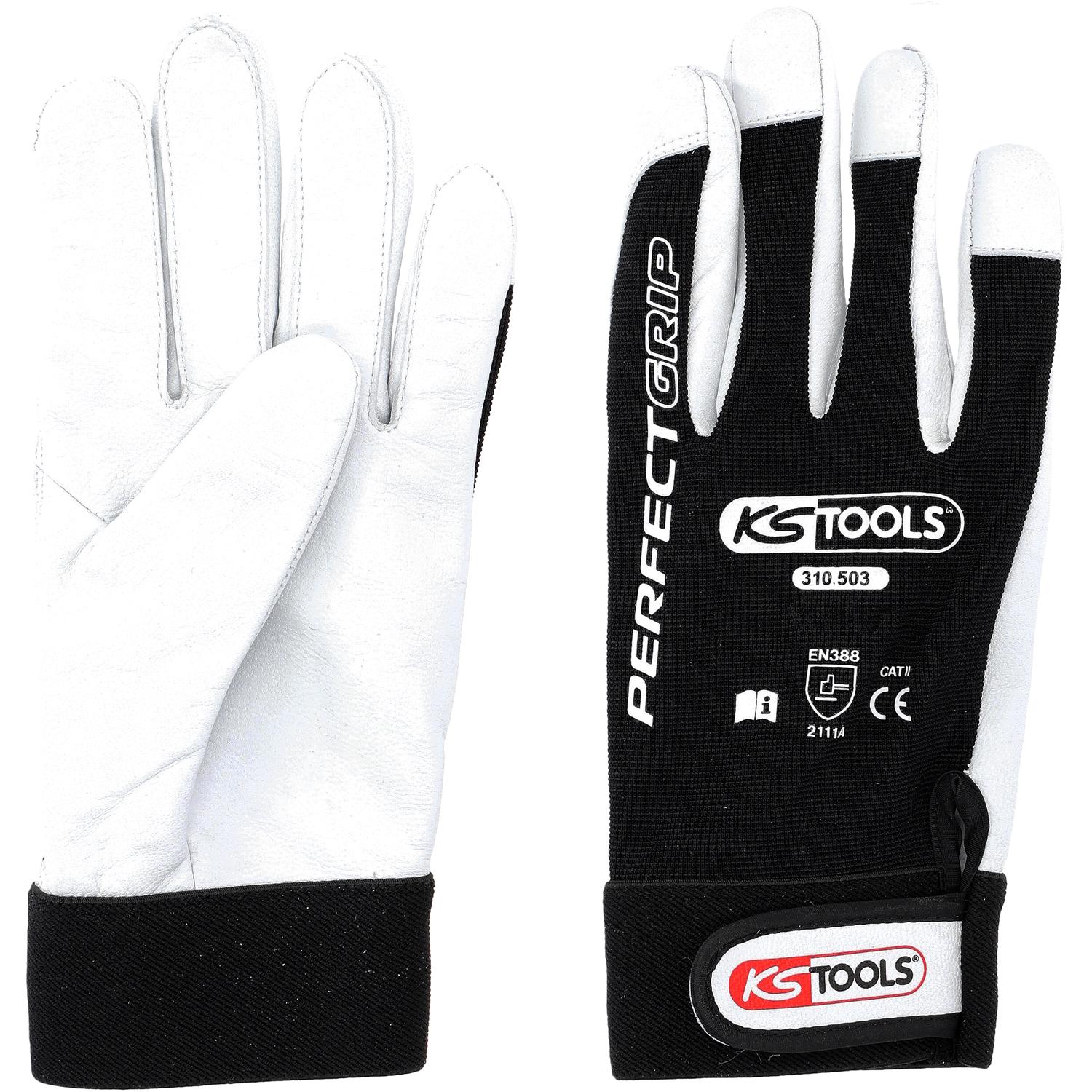 KS Tools Perfect Grip Leder-Arbeitshandschuhe S, Paar-2 Variantenbild