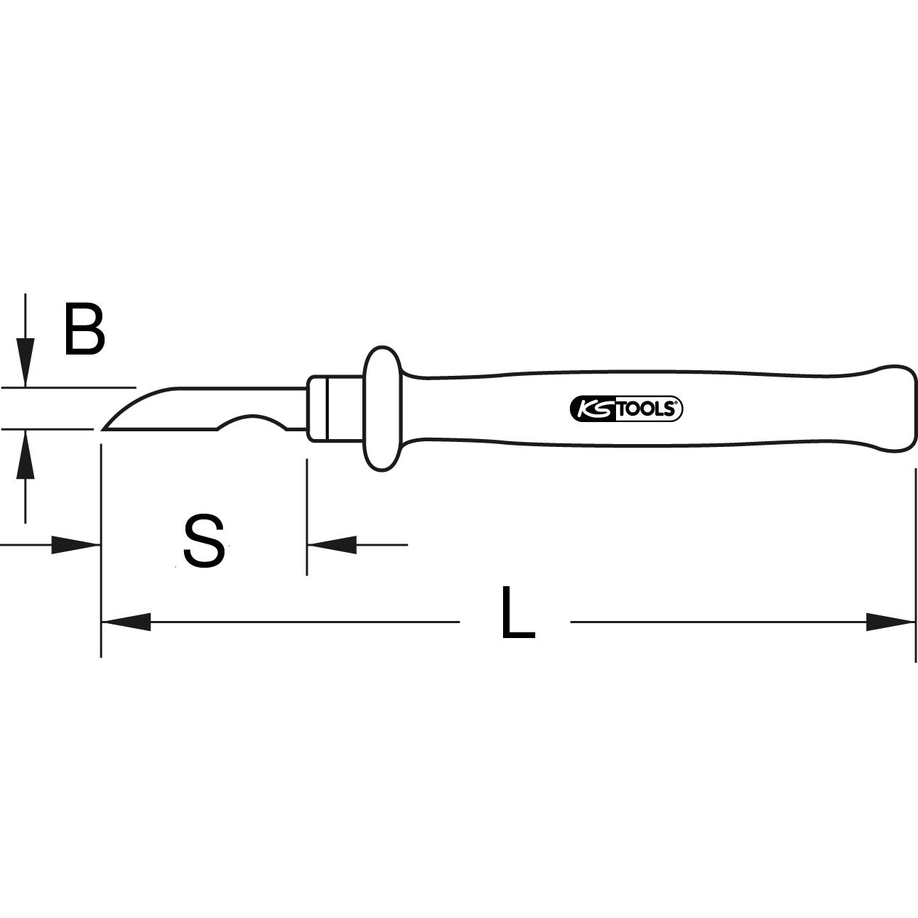 KS Tools Kabel-Abisoliermesser mit Schutzisolierung, 195mm-2 Technische Zeichnung
