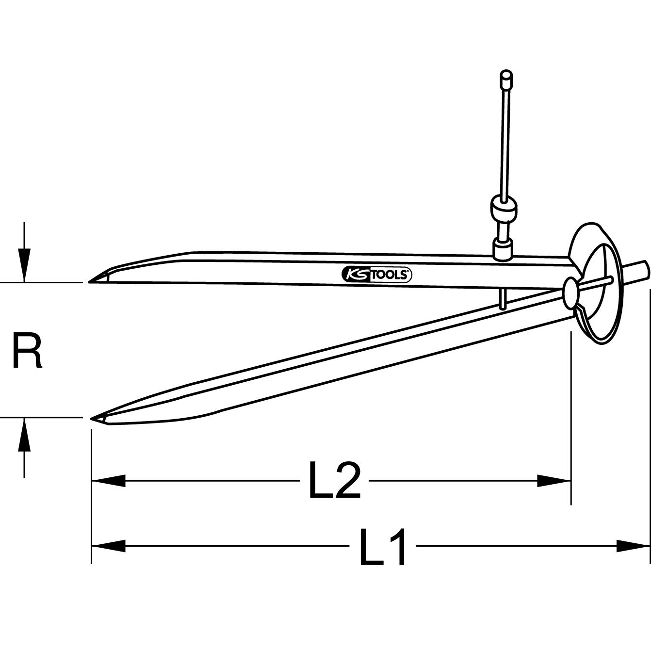KS Tools Präzisions-Feder-Spitzzirkel, 280mm-2 Technische Zeichnung