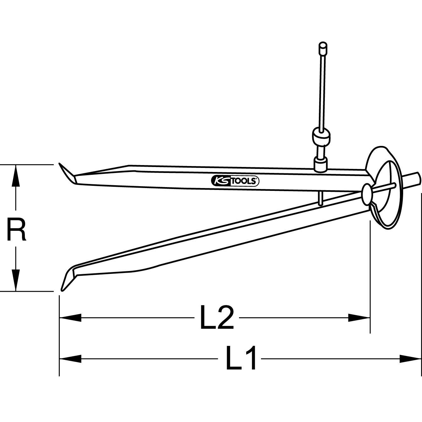 KS Tools Präzisions-Feder-Lochzirkel-Innentaster, 200mm-2 Technische Zeichnung