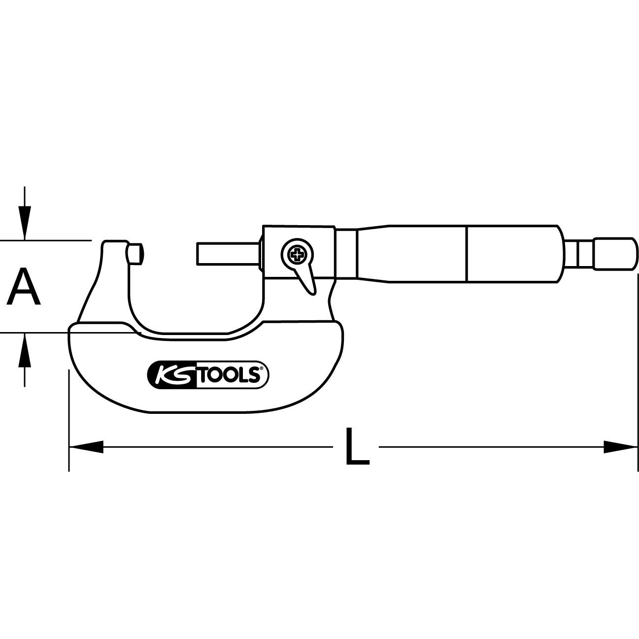 KS Tools Bügelmessschraube, 75-100 mm-2 Technische Zeichnung