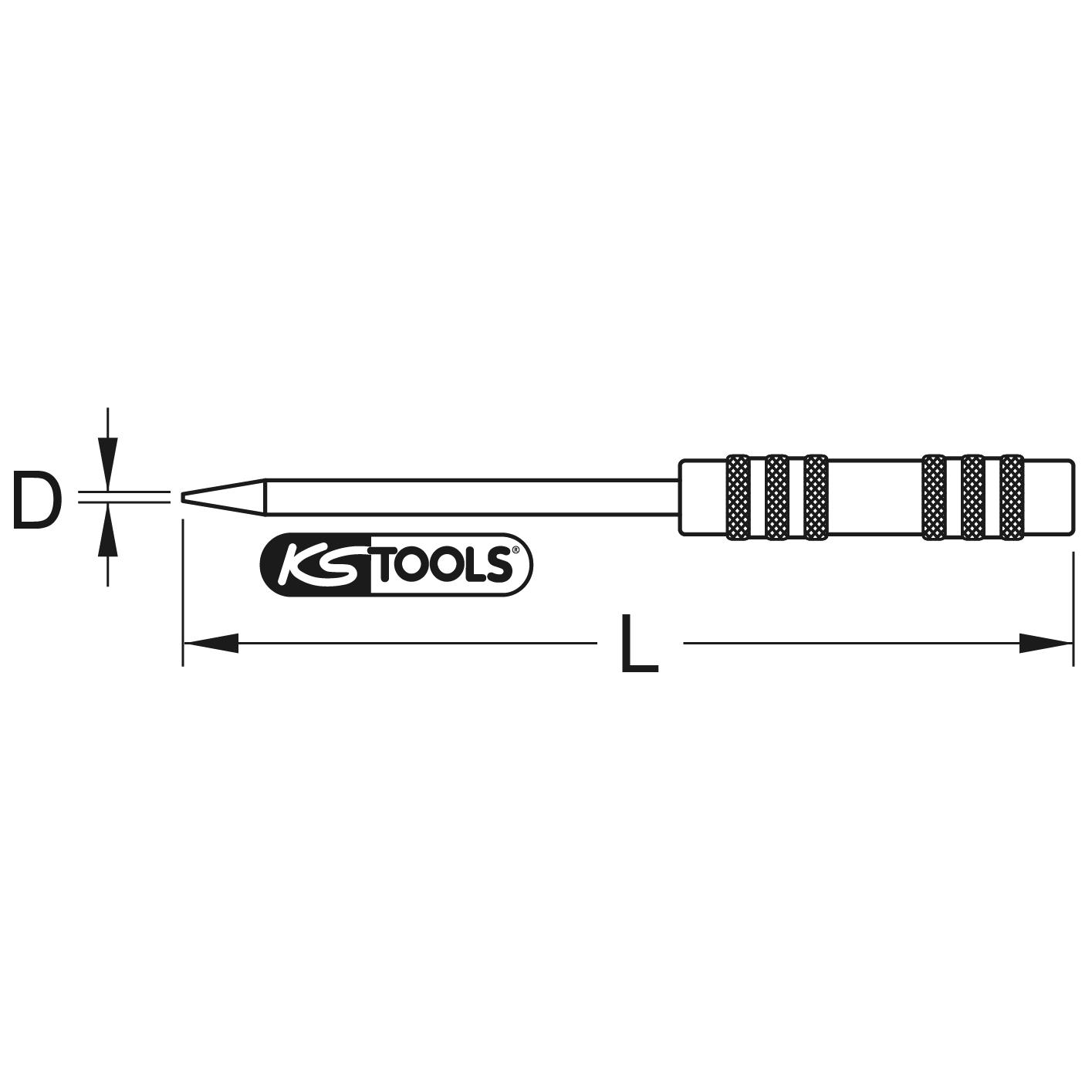 KS Tools Hartmetall-Anreißnadel, 170mm-2 Technische Zeichnung