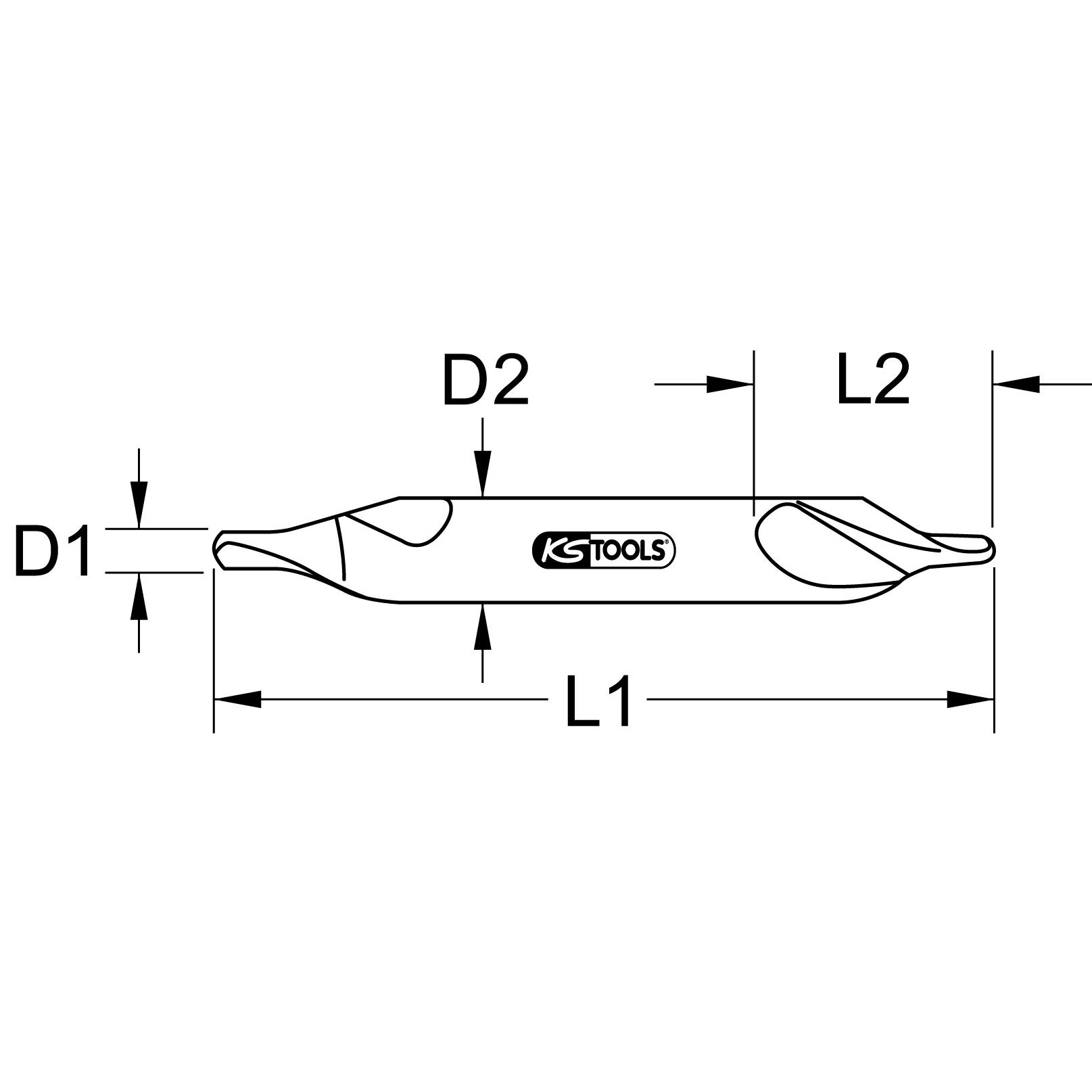 KS Tools HSS Zentrierbohrer, 5mm-2 Technische Zeichnung