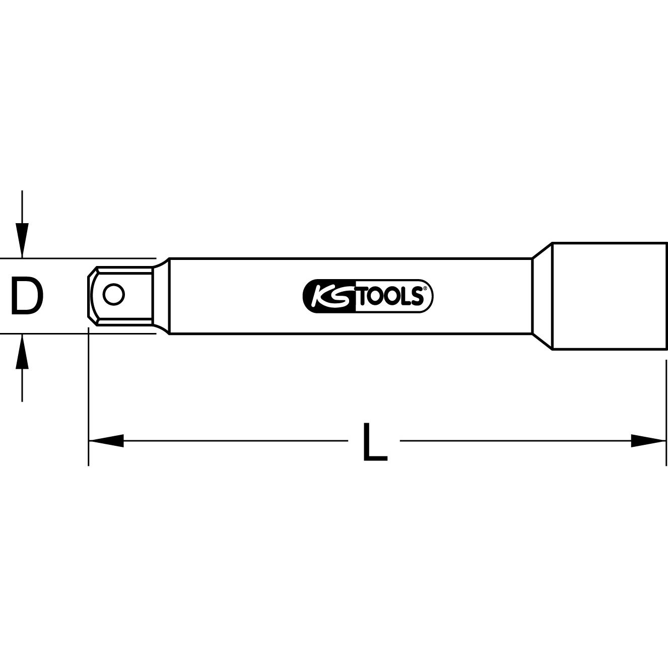 KS Tools Gewindebohrverlängerung, 5,5mm/M9-M10-2 Technische Zeichnung